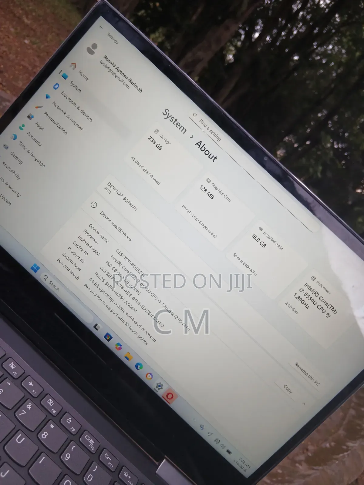 Laptop Lenovo 16GB Intel Core i7 SSD 256GB