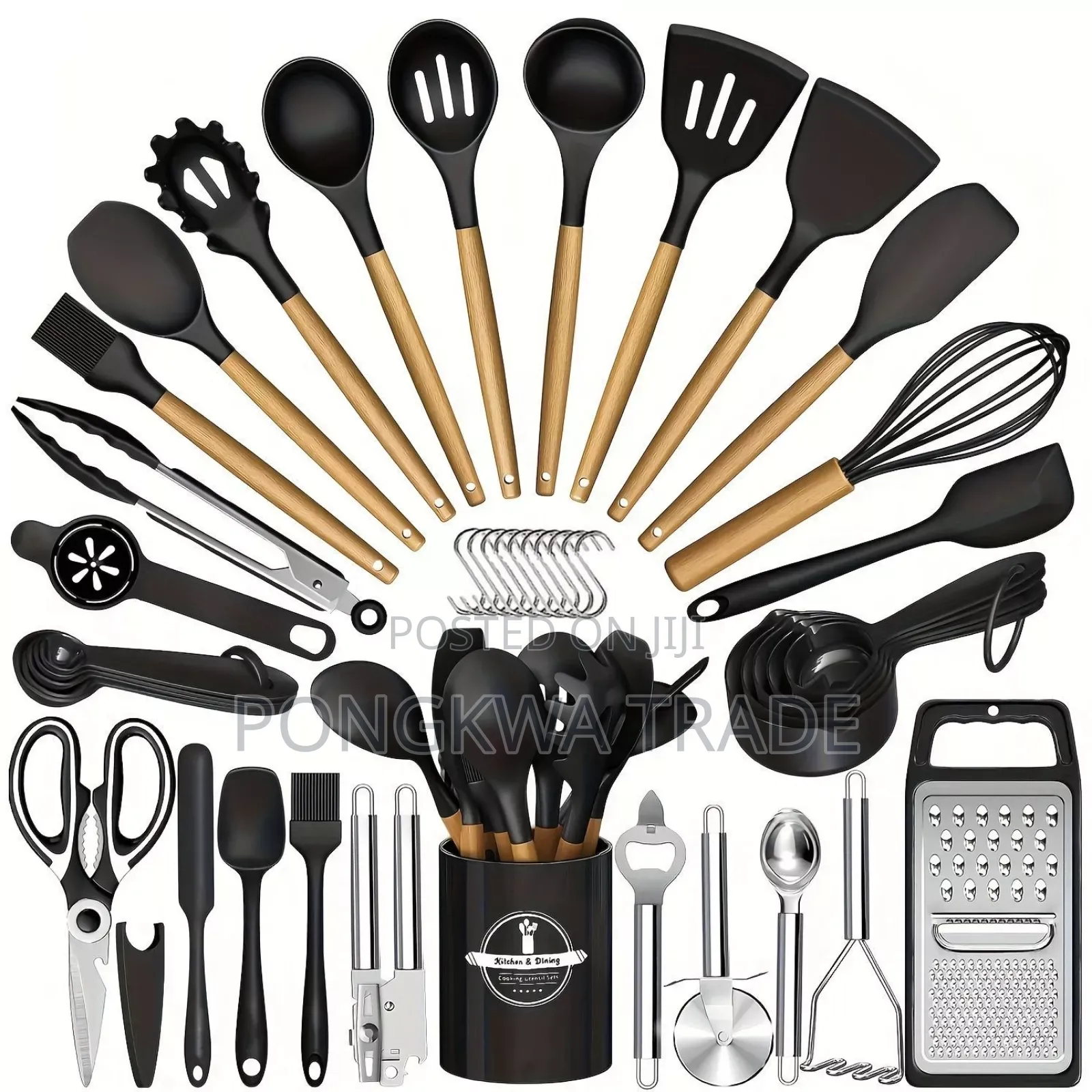 44pcs Wooden Handle Silicone Cookware Kitchen Utensil Set Non Stick