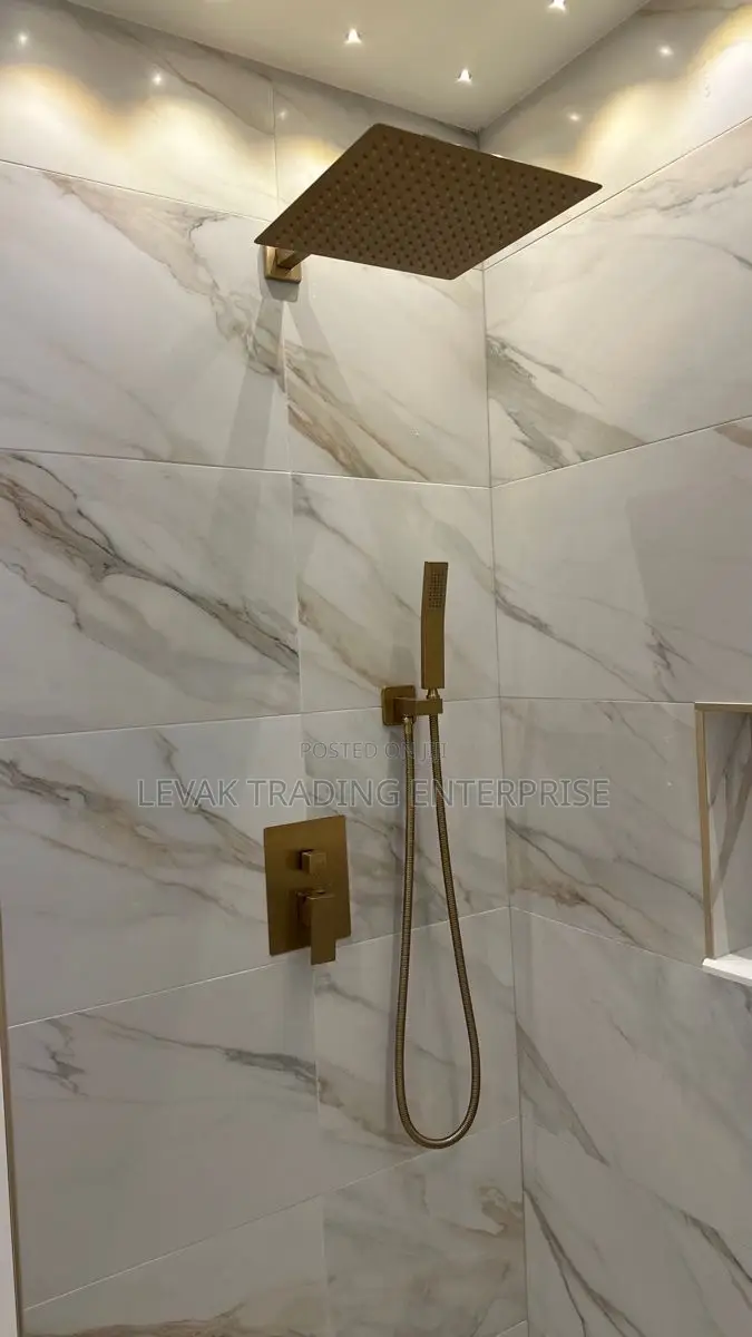 Gold Hidden Wall Shower _ Concealed Shower Tub
