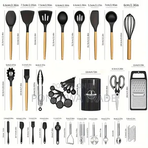 44pcs Wooden Handle Silicone Cookware Kitchen Utensil Set Non Stick
