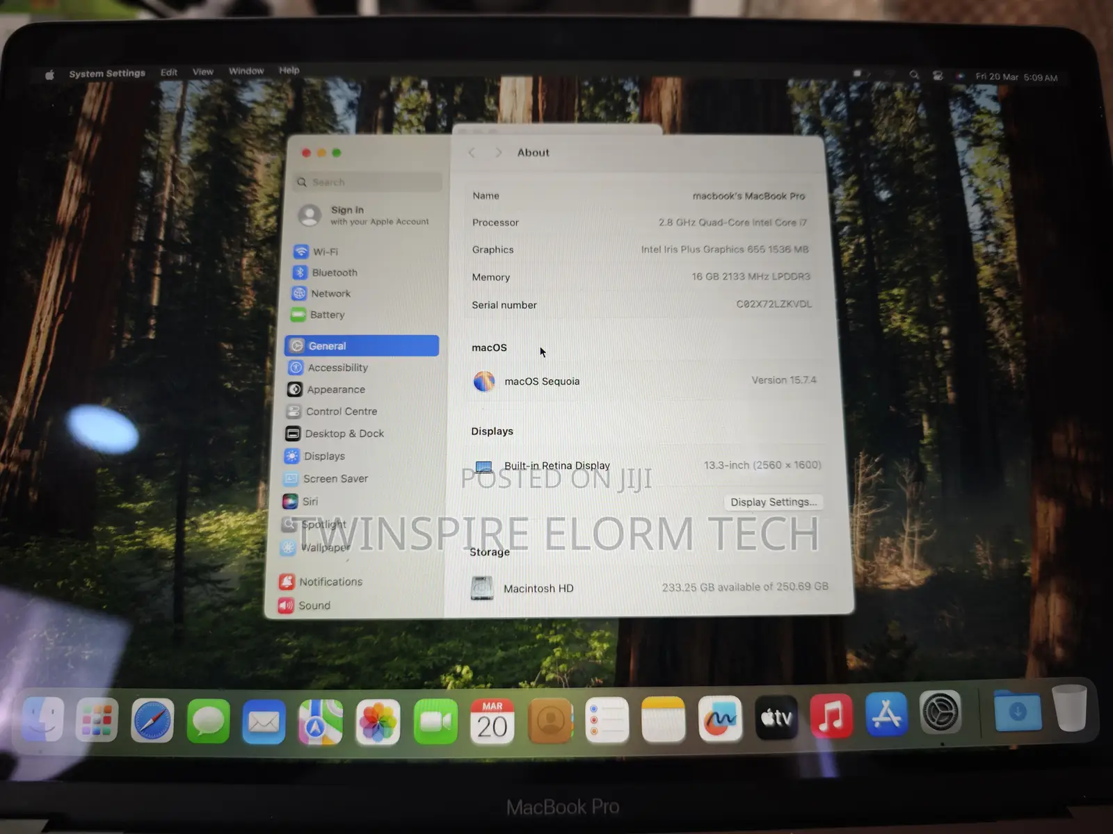 Laptop Apple MacBook 2018 16GB Intel Core i7 SSD 256GB