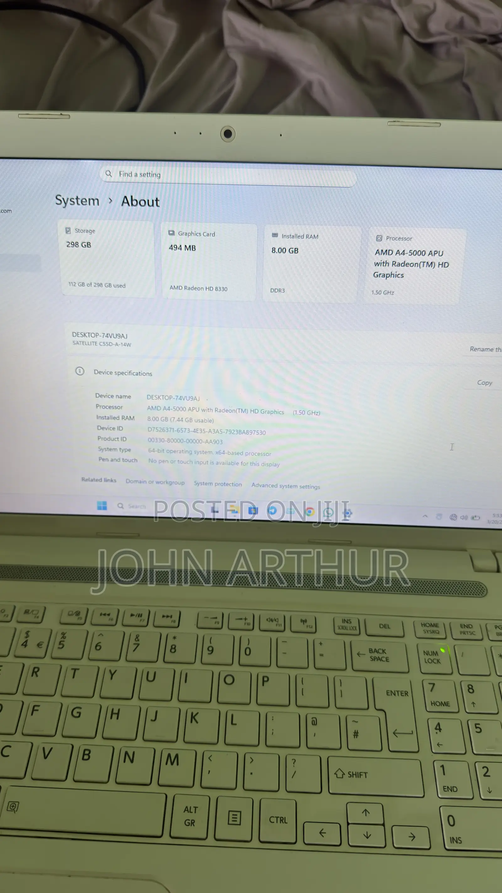 Laptop Toshiba Satellite C55 8GB AMD A6 HDD 320GB