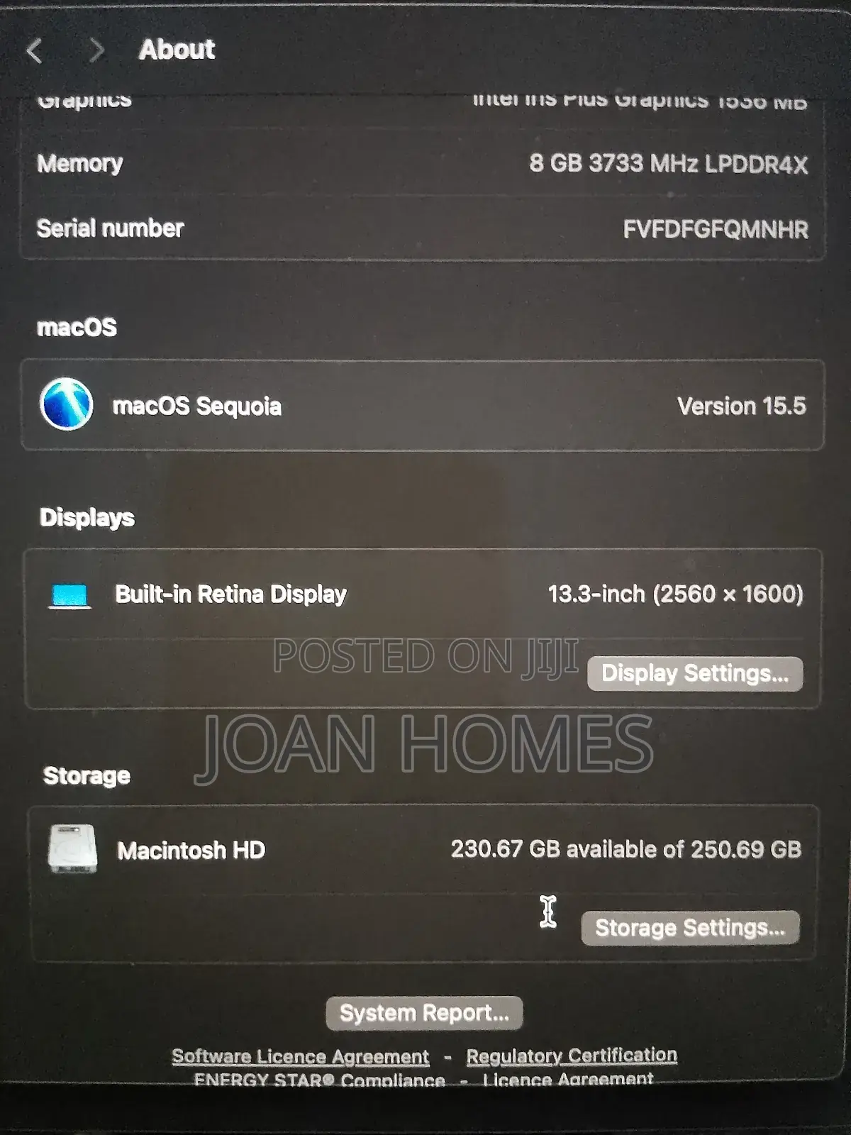 New Laptop Apple MacBook Air 256GB Intel Core i3 SSD 250GB