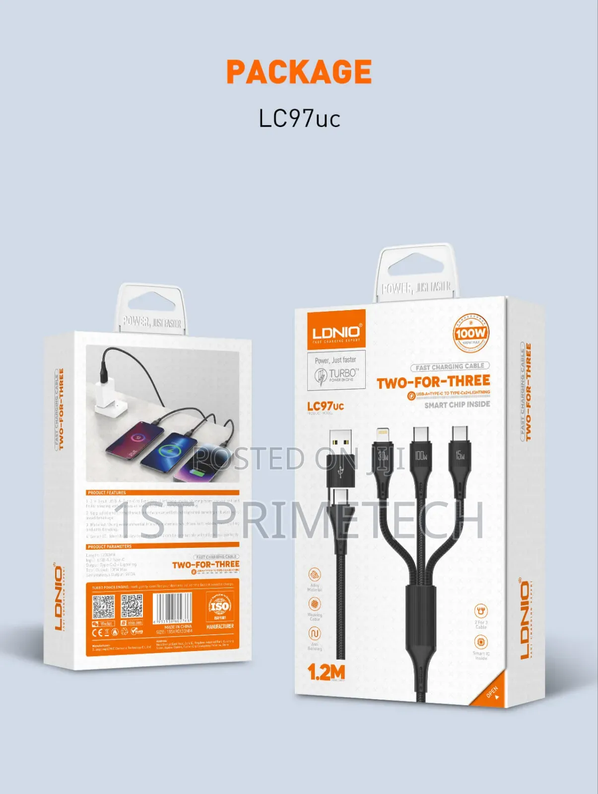 Ldnio 2 in 3 Usb Fast Charging Data Cable