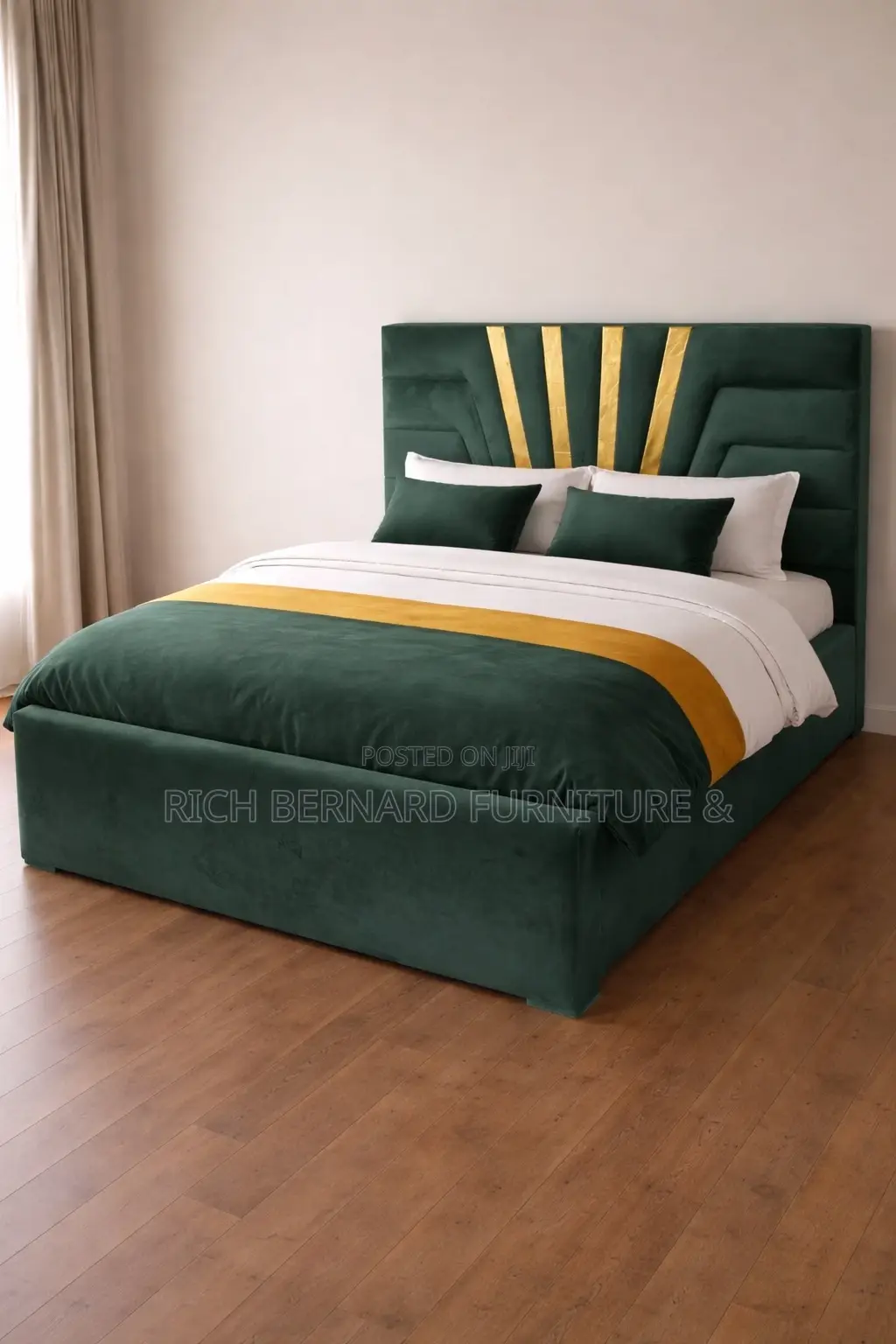 Luxury Green Velvet Double Bed Frame