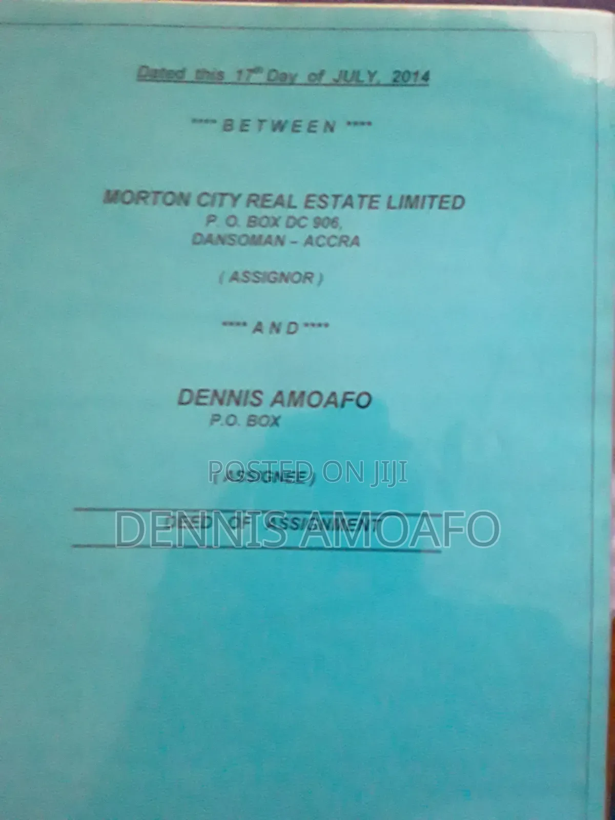 70/100 a Full Plot of Land at Kasoa Nurses Junction Accra.