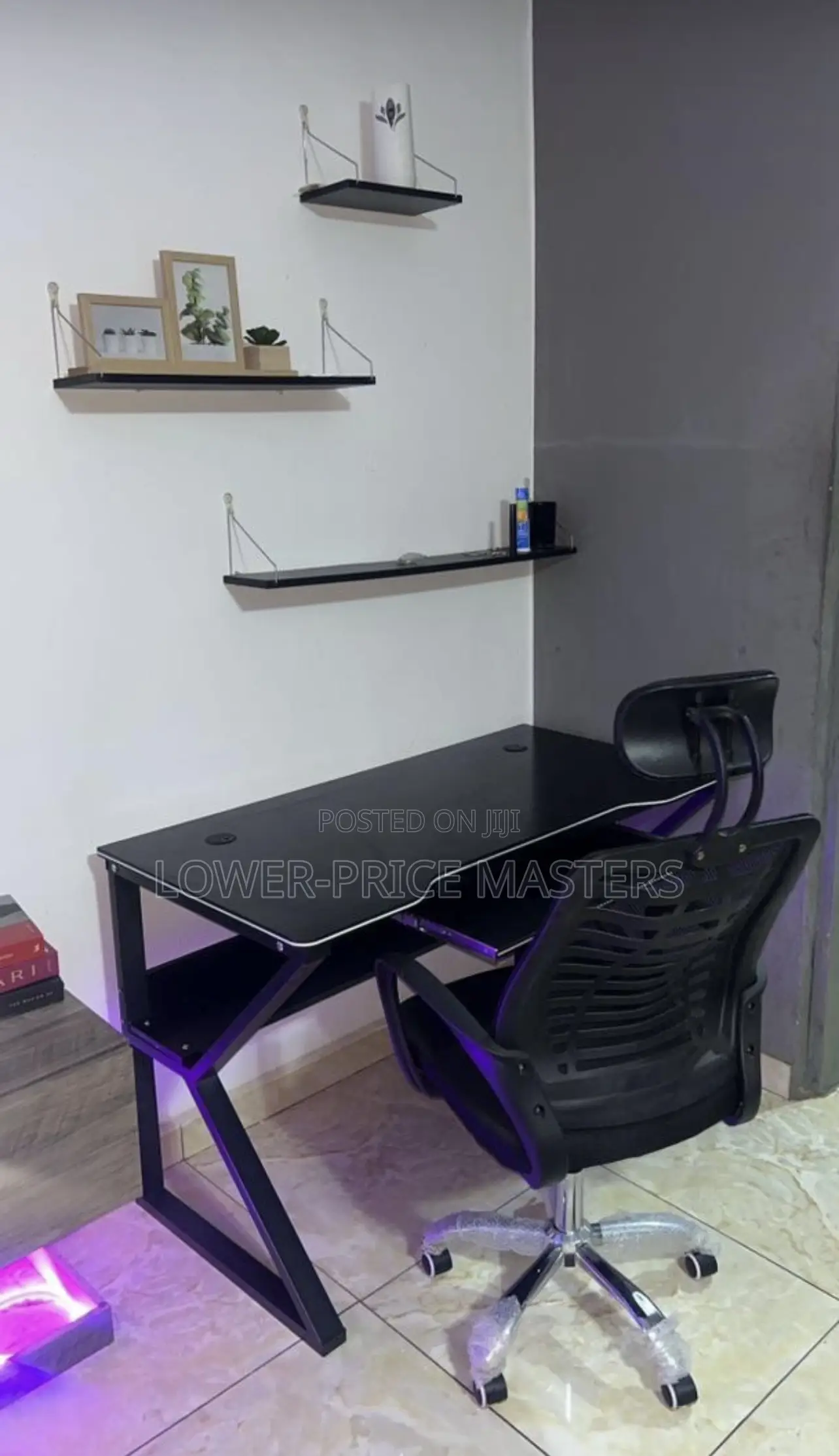 Gaming Table With Keyboard Tray and Chair (Combo)