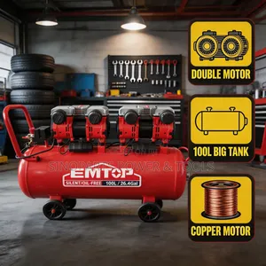 100l 3.2hp Air Compressor Double Motor Copper Wire Heavy Duty Emtop