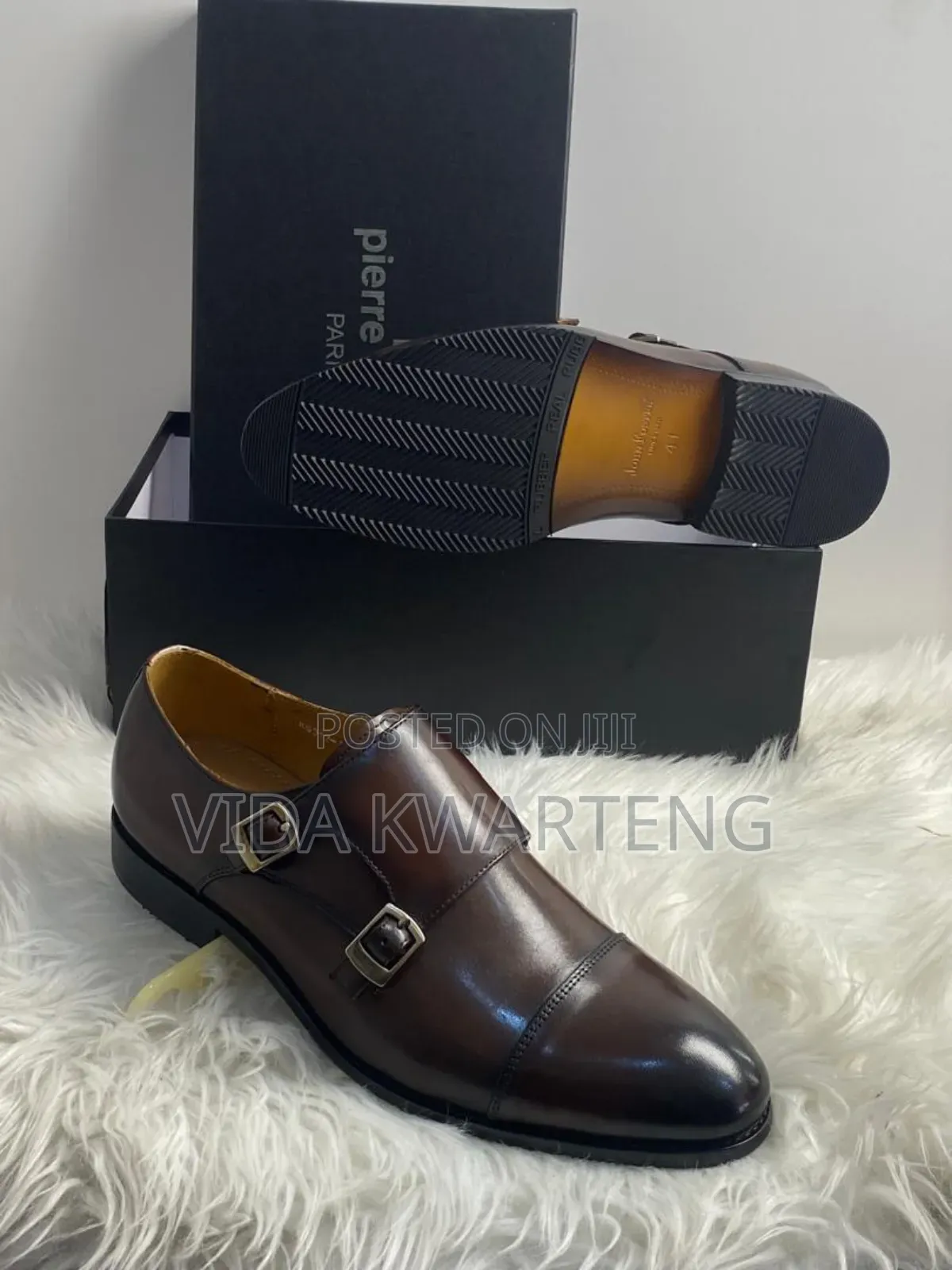 Executivepierre Cardin Coffee Brown Leather Double Monk Shoe