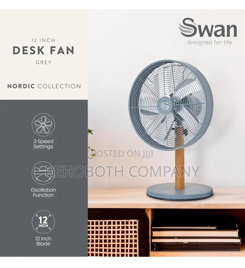 Swan Sfa16920gryn Nordic 12 Inch Desk Fan, 4 Power Levels