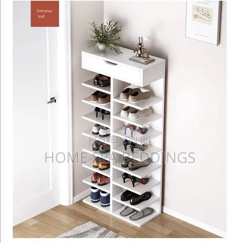 White and Coffee Brown Shoe Rack