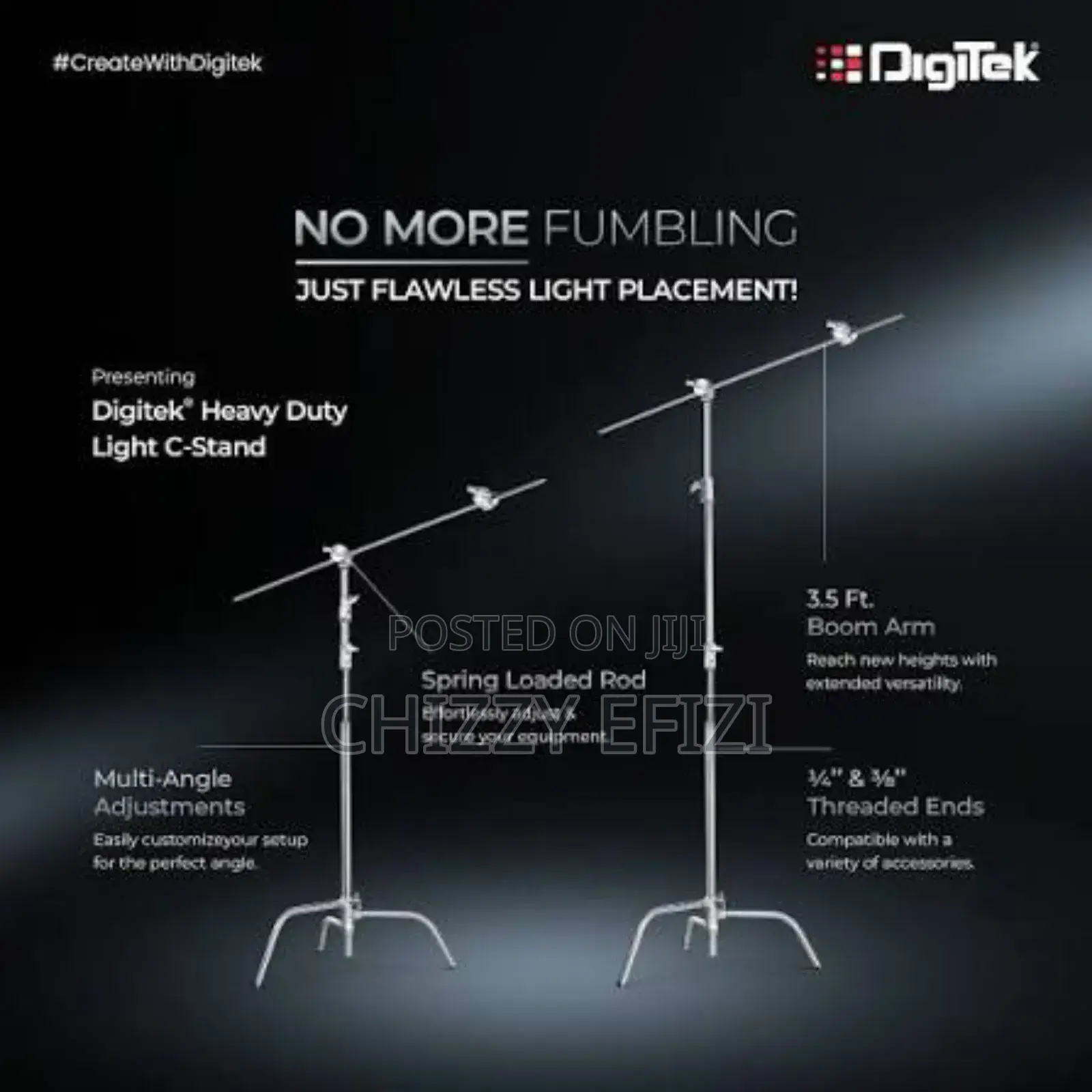 Digitek Heavy Duty Light C-stand – Strong, Adjustable Studio Ready