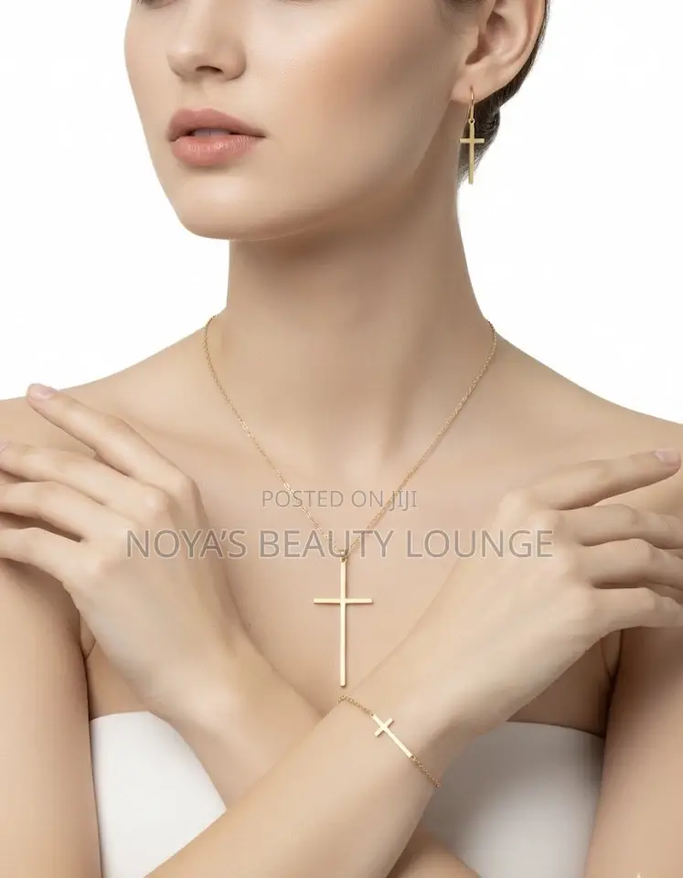 Stainless Gold Necklace Bracelet Earrings