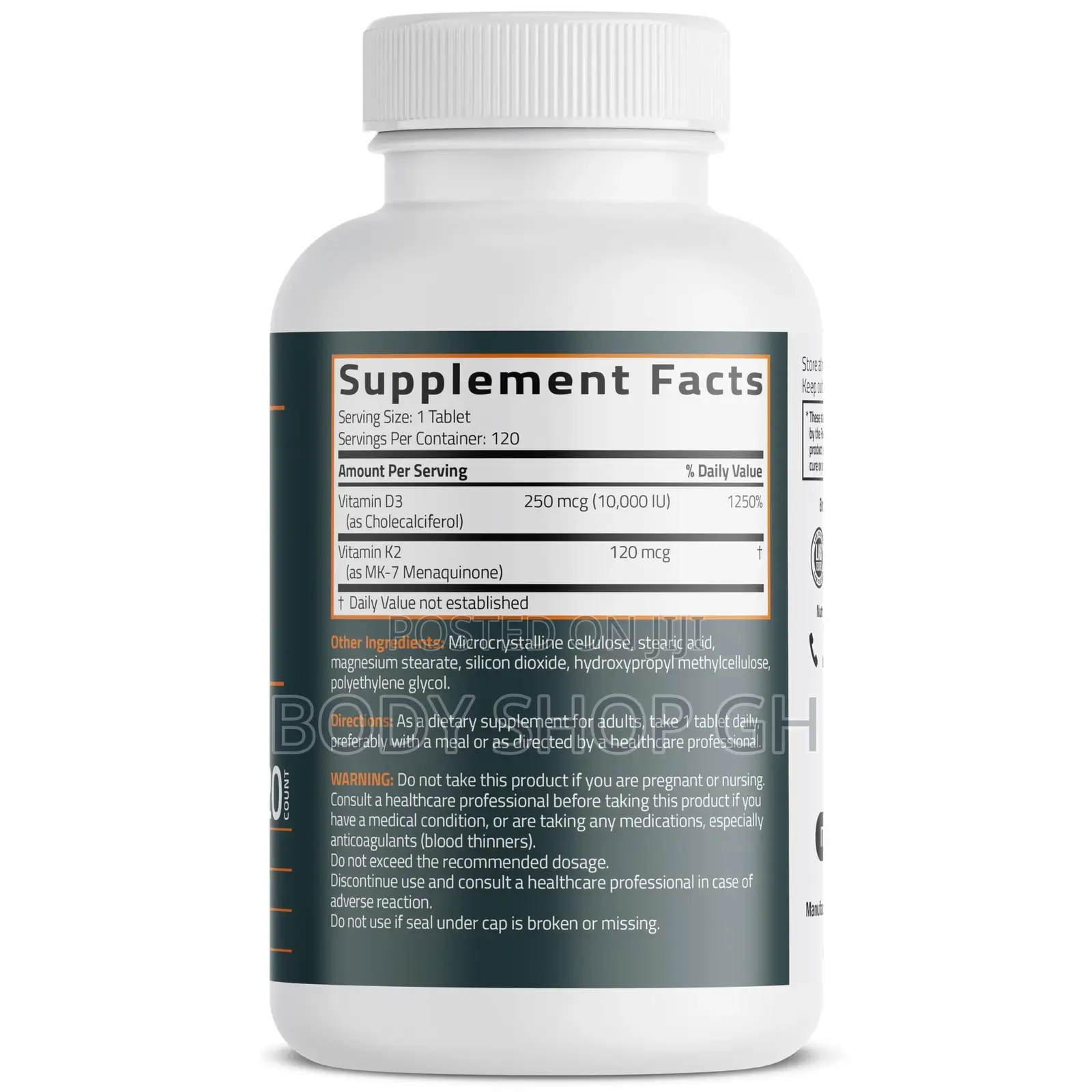 Bronson Vitamin K-2 + D3 Supplement Vitamin D3 5000 Iu (125 McG)