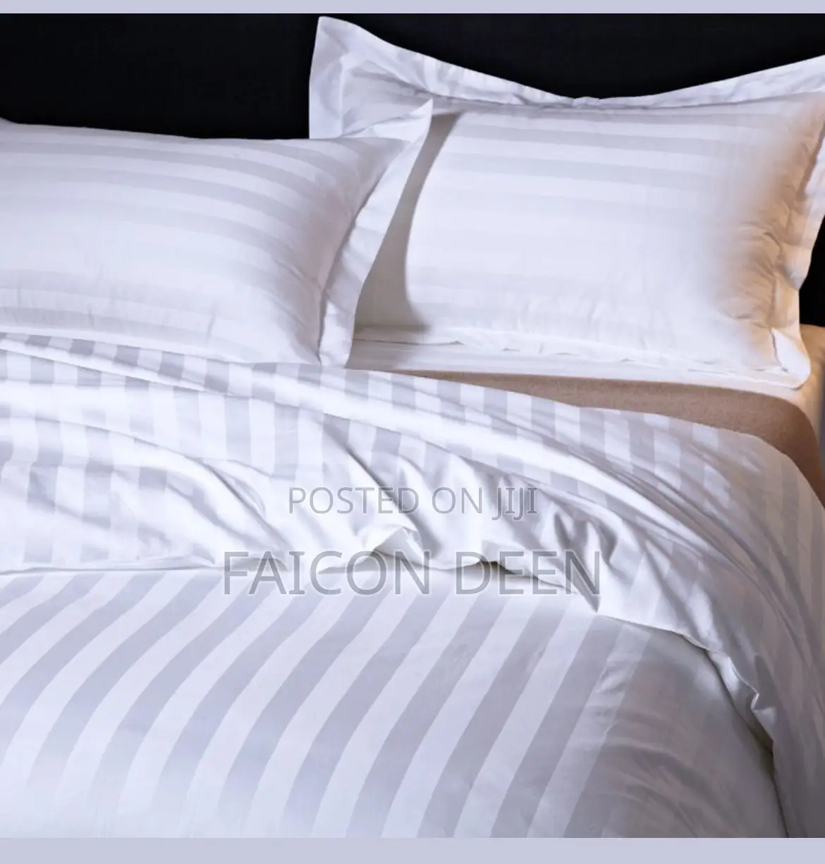 Cotton White Stripped Duvet Cover Only ::Built for Hotel Excellence