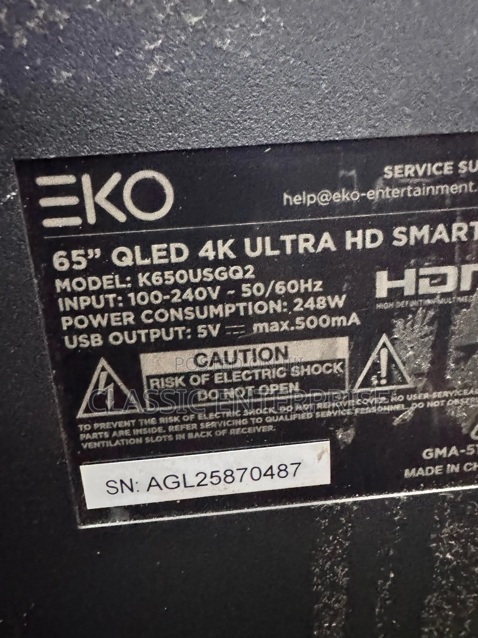 Eko 2024 Qled 65 Inches Google With HDR 10 Super Power Tv