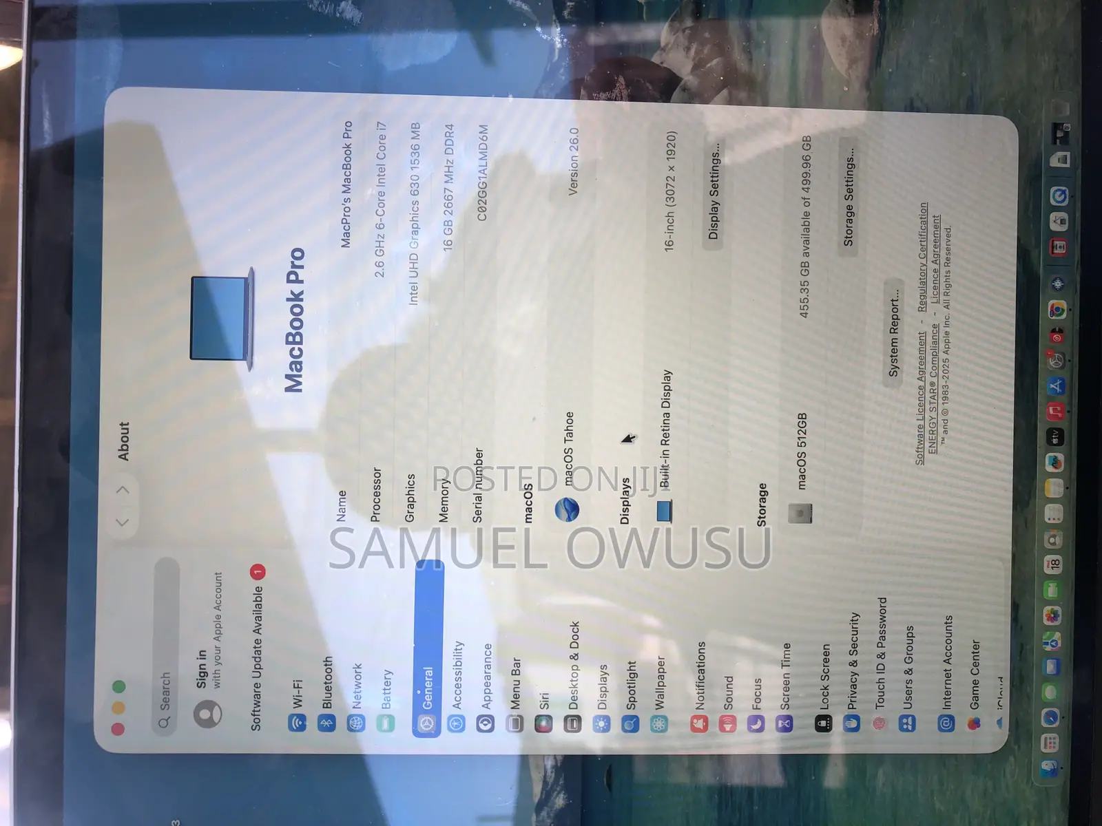 Laptop Apple MacBook Pro 2019 16GB Intel Core i7 SSD 512GB