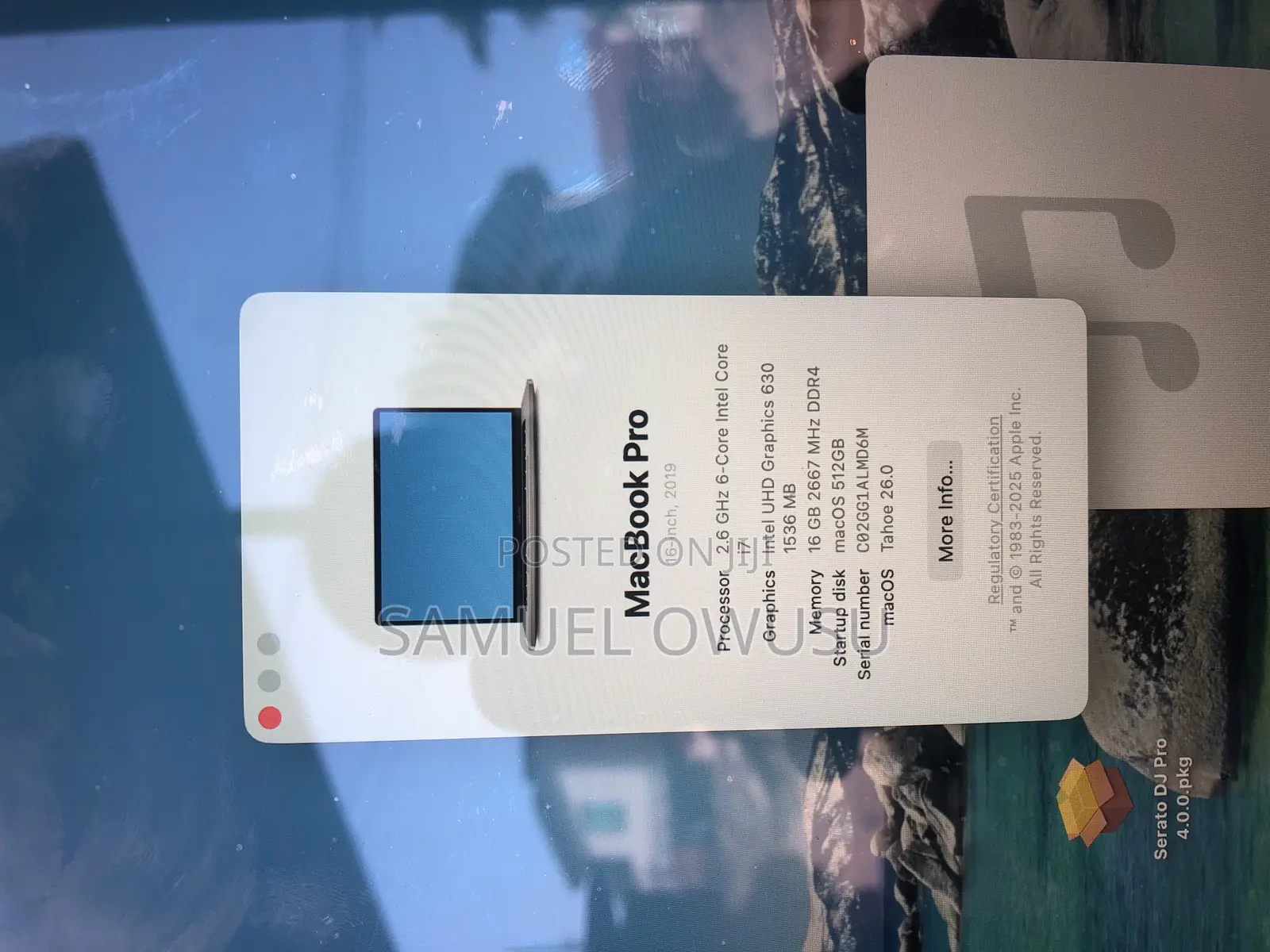Laptop Apple MacBook Pro 2019 16GB Intel Core i7 SSD 512GB