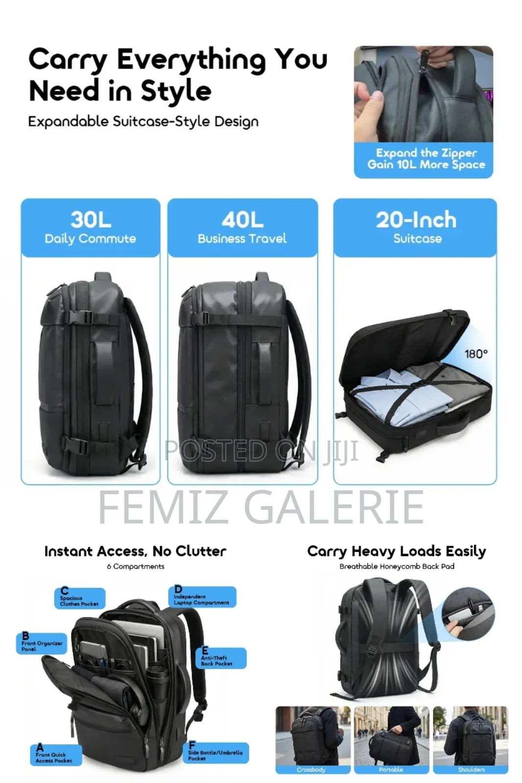 Oraimo Megacarry Expandable Waterproof Business Backpack