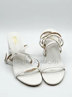 Stunning White Lace-Up Block Heel Sandals