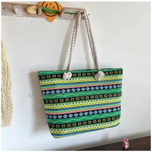 Large Capacity Canvas Women's Shoulder Bag Embroidered Tote Bag
