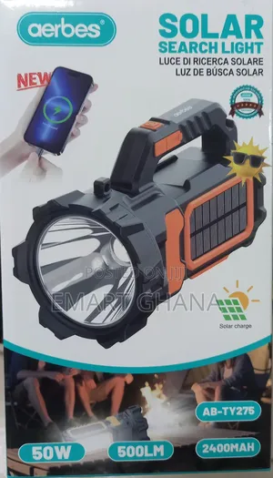 1600lm Solar Rechargeable Big Led Camping Search Light