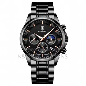 Poedagar 928 P928 Stainless Steel Leather Strap Luxury Wristwatch