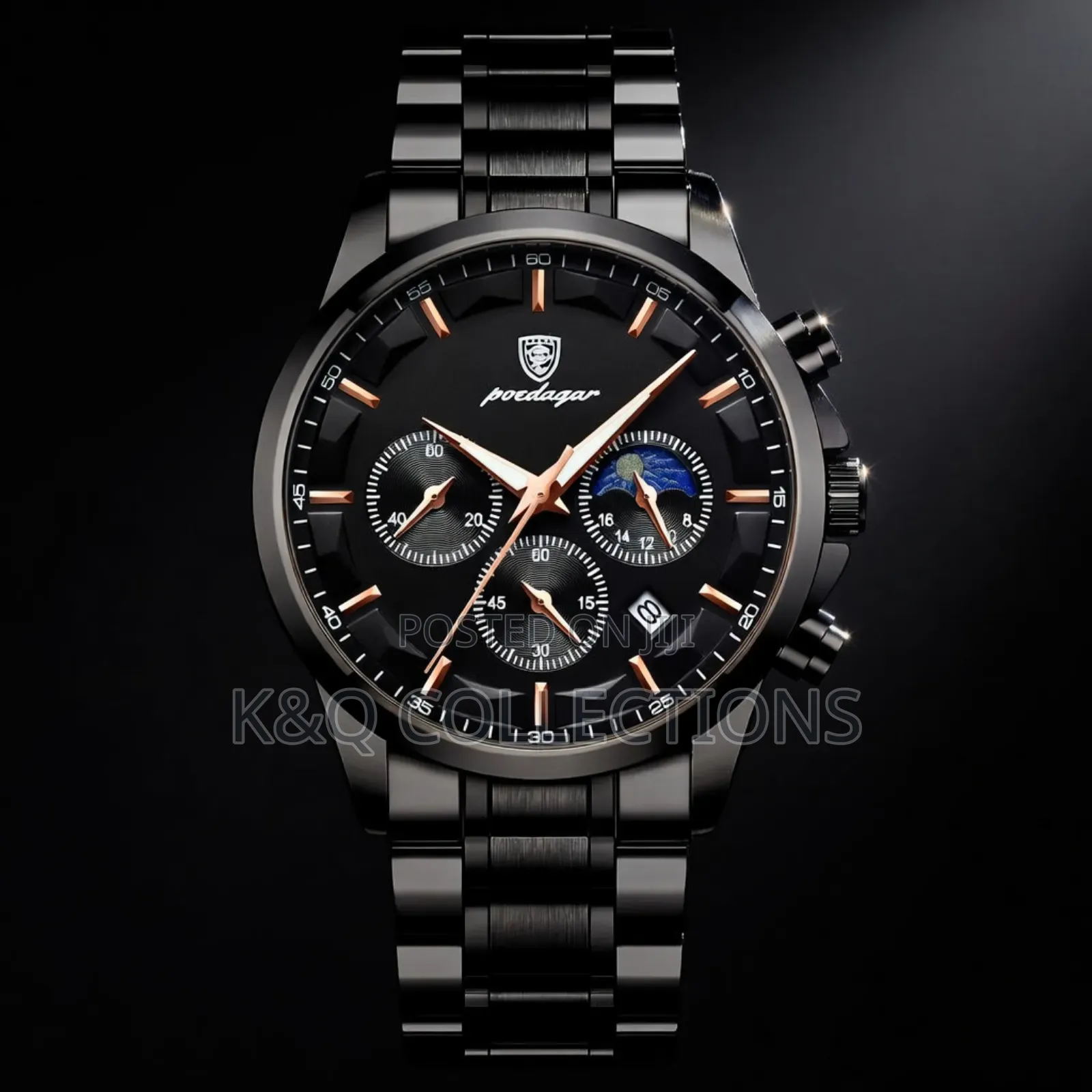 Poedagar 928 P928 Stainless Steel Leather Strap Luxury Wristwatch