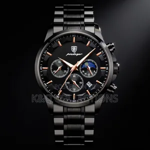 Poedagar 928 P928 Stainless Steel Leather Strap Luxury Wristwatch