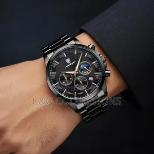 Poedagar 928 P928 Stainless Steel Leather Strap Luxury Wristwatch
