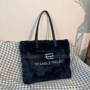 Fashion Handbag, Tote Bag, Pink Embroidered Plush Crossbody Large Bag
