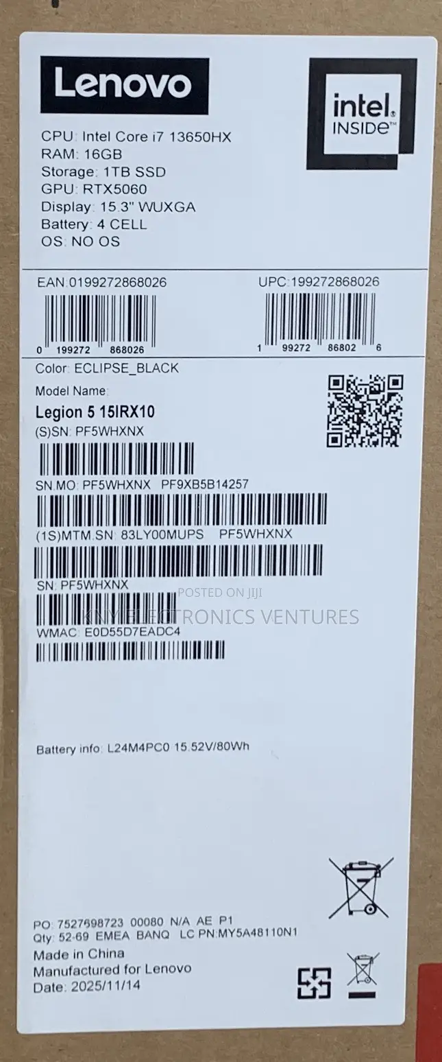 New Laptop Lenovo Legion 5 16GB Intel Core i7 SSD 1T