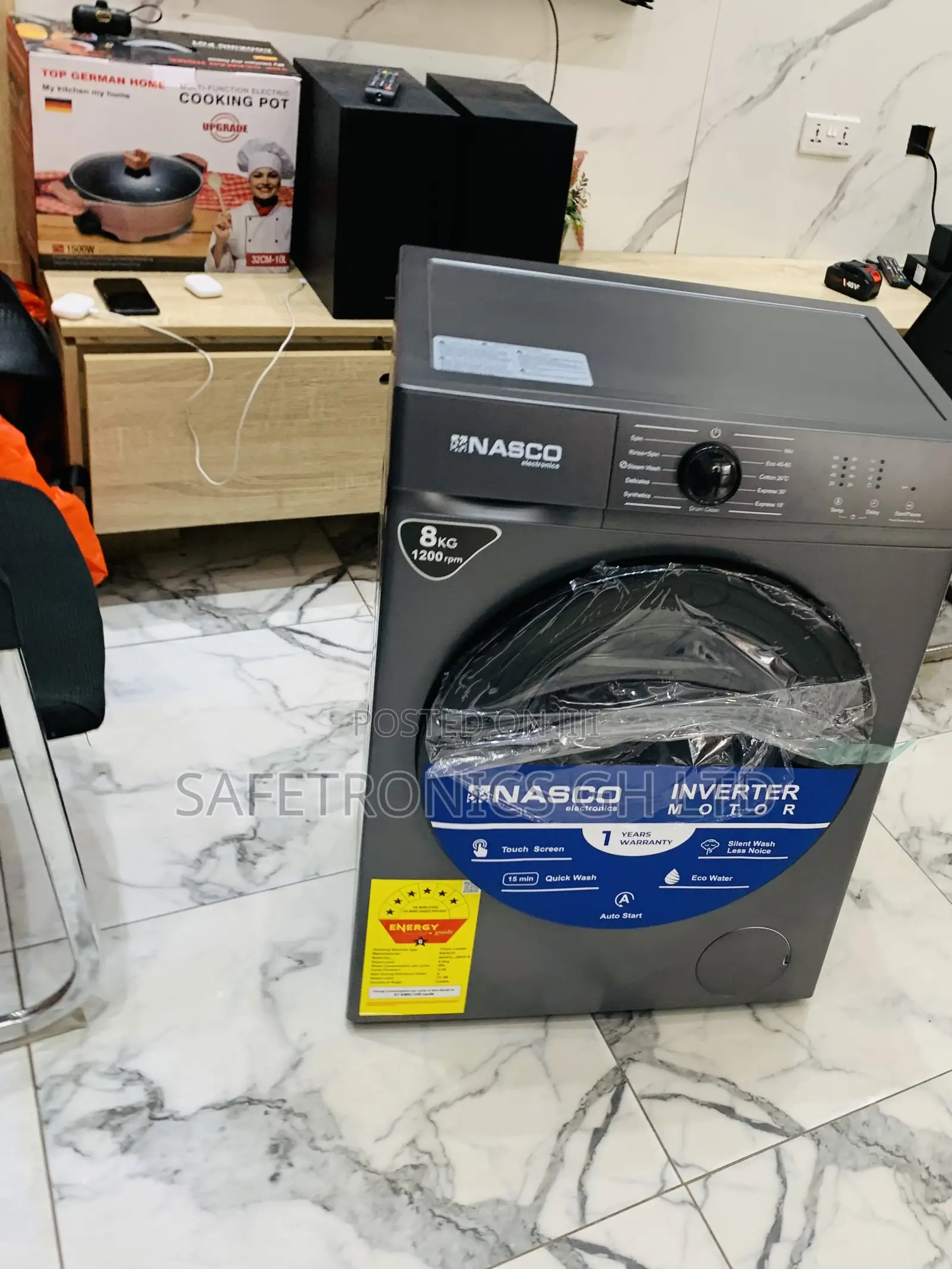 Grab Premium Grey Full Automatic Nasco Frontload 8kg Washingmachine