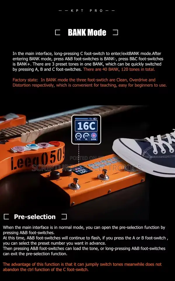 Kpt Pro Multi Effect Pedal Wit Loop, Drum Machine For Bass And Guitar