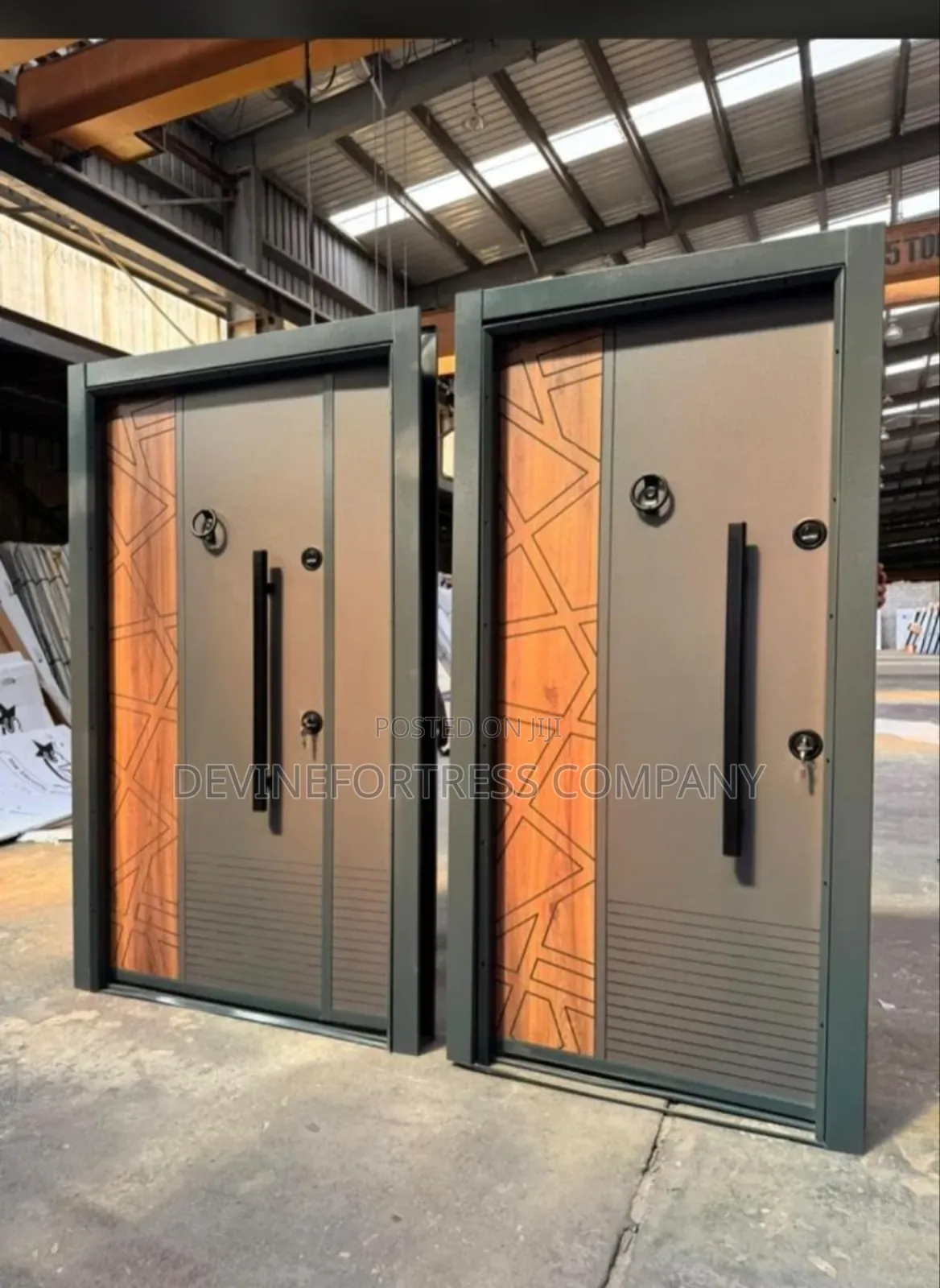 Heavy Duty Gray and Brown Colors Mix Security Doors