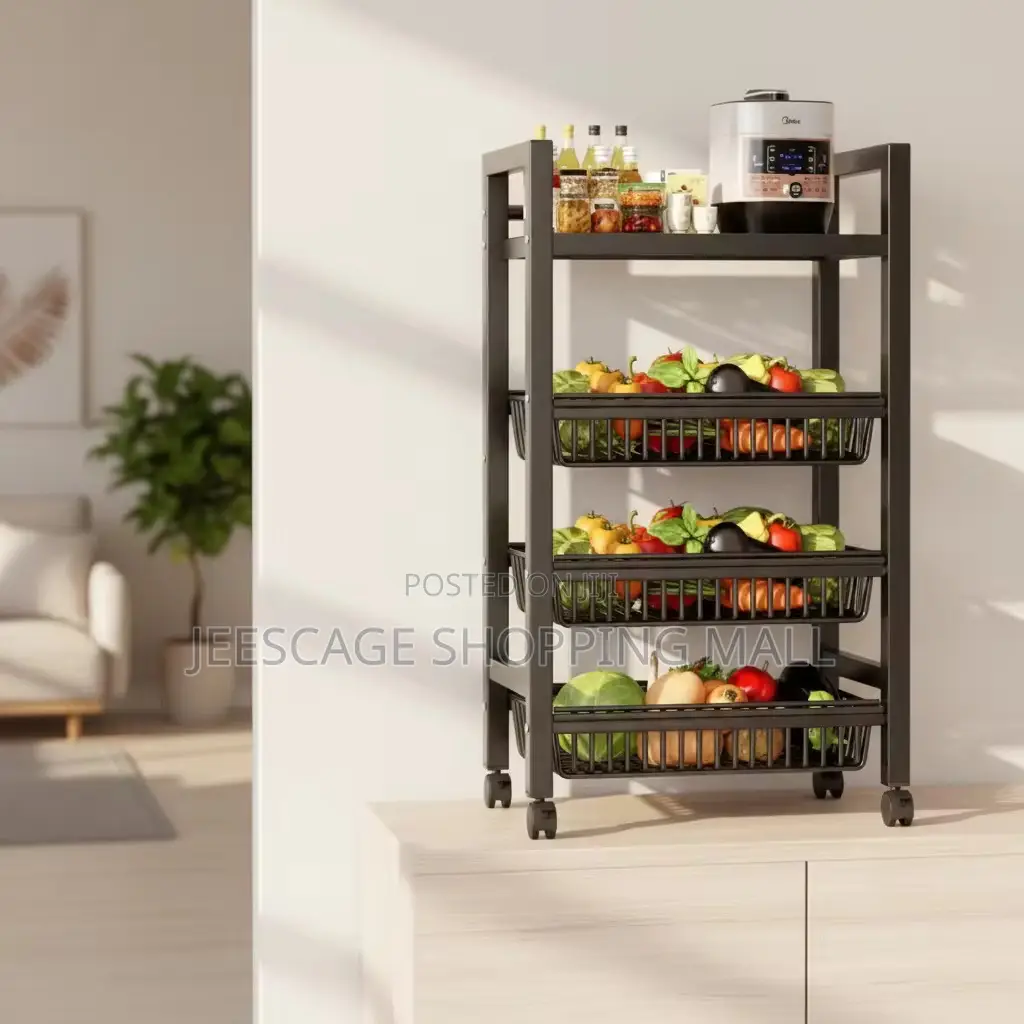 New -Tier Rolling Kitchen Storage Cart With Baskets