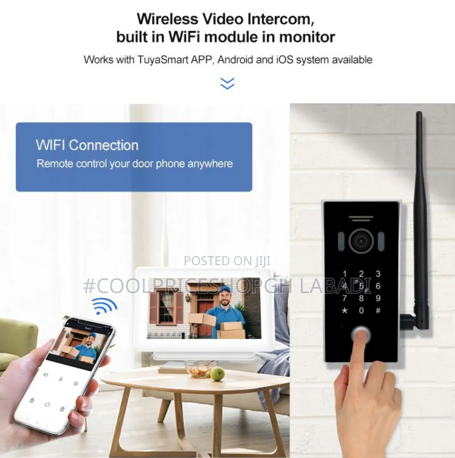 Smart 7 Inch Touch Screen Tuya Wifi Video Doorphone Intercom