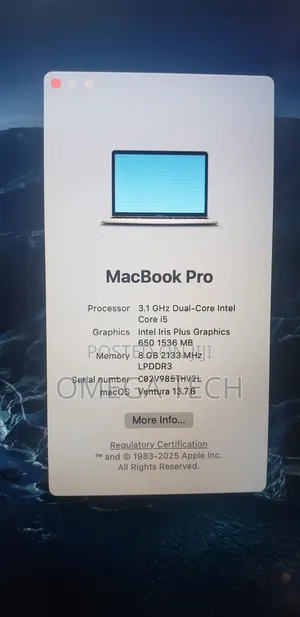 Laptop Apple MacBook 2017 8GB Intel Core i5 SSD 256GB