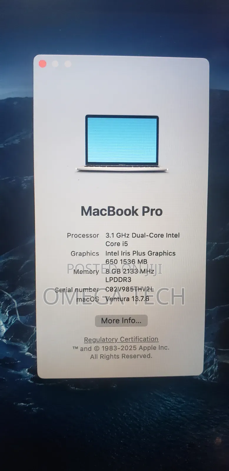 Laptop Apple MacBook 2017 8GB Intel Core i5 SSD 256GB