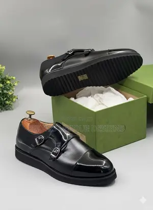 Midnight Luxe Double Monk Strap Shoes - Black