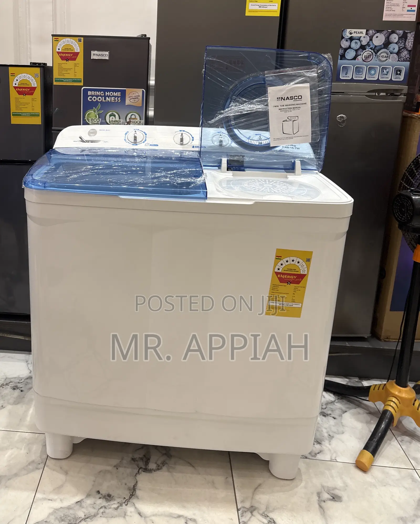 Unique Nasco Twin Tub Electric Washing Machine(15kg)Transparant Lid 