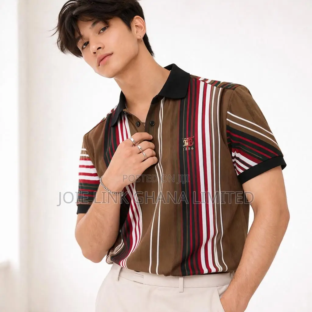 D.S Stripe Lacoste Available 100% Cotton, Comfortable to Wear