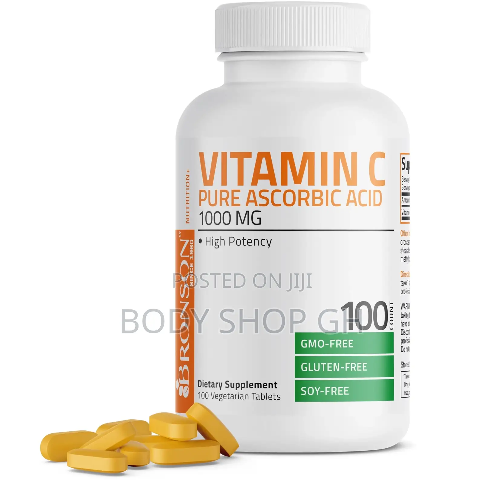 Bronson Vitamin C 1000mg Premium Non-Gmo Ascorbic Acid Tablets 100tabs