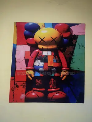 Real Cloth Colorful, Abstract, and Graffiti X" Eyes Kaws Canvas Frame
