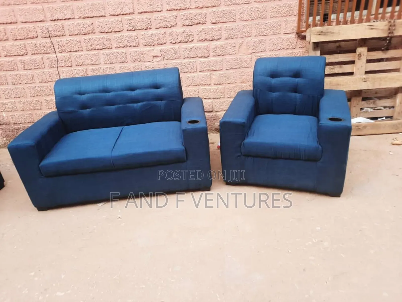 Blue Cup-Holder Seating Set