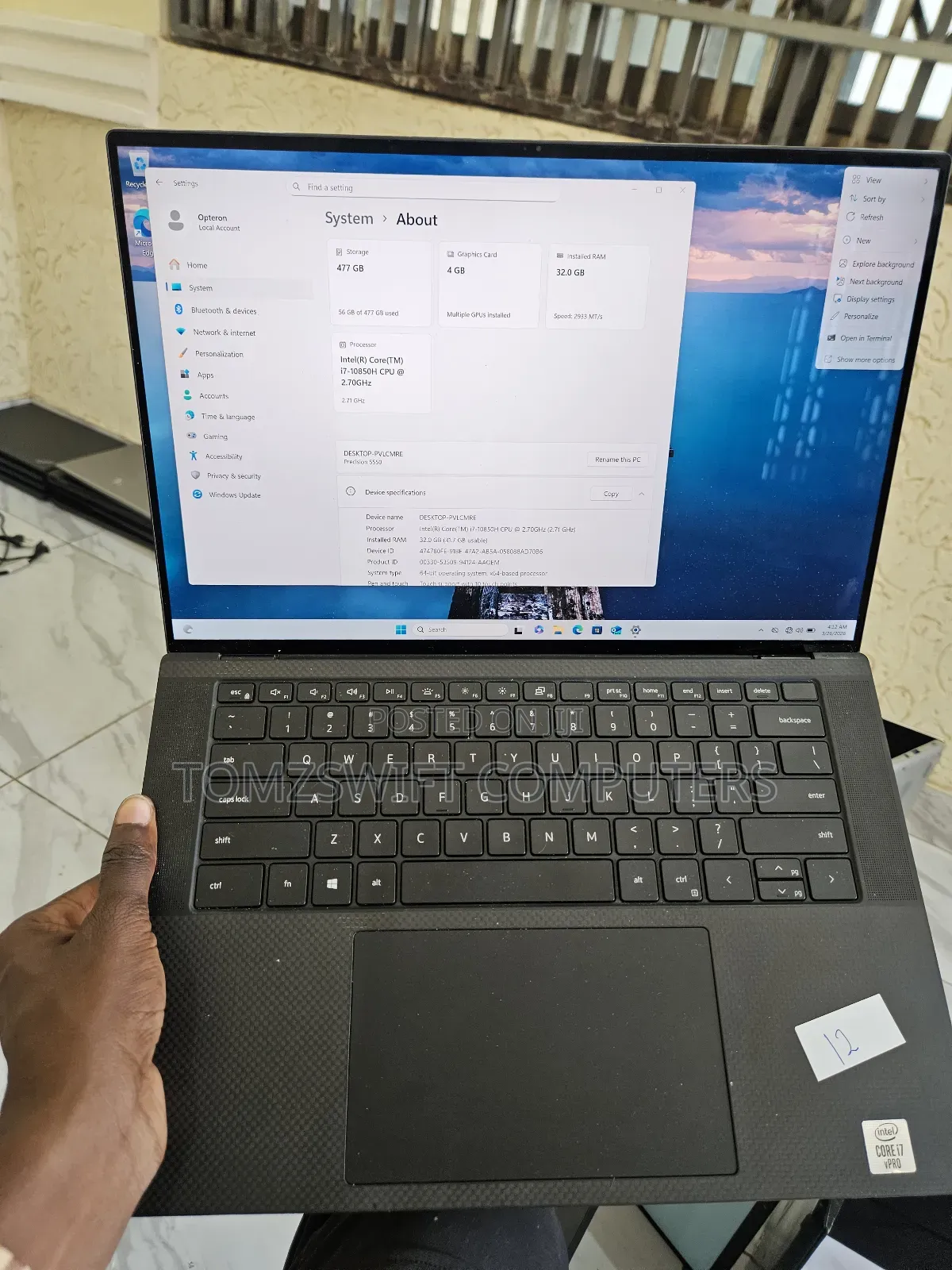 Laptop Dell Precision 5550 32GB Intel Core i7 SSD 512GB