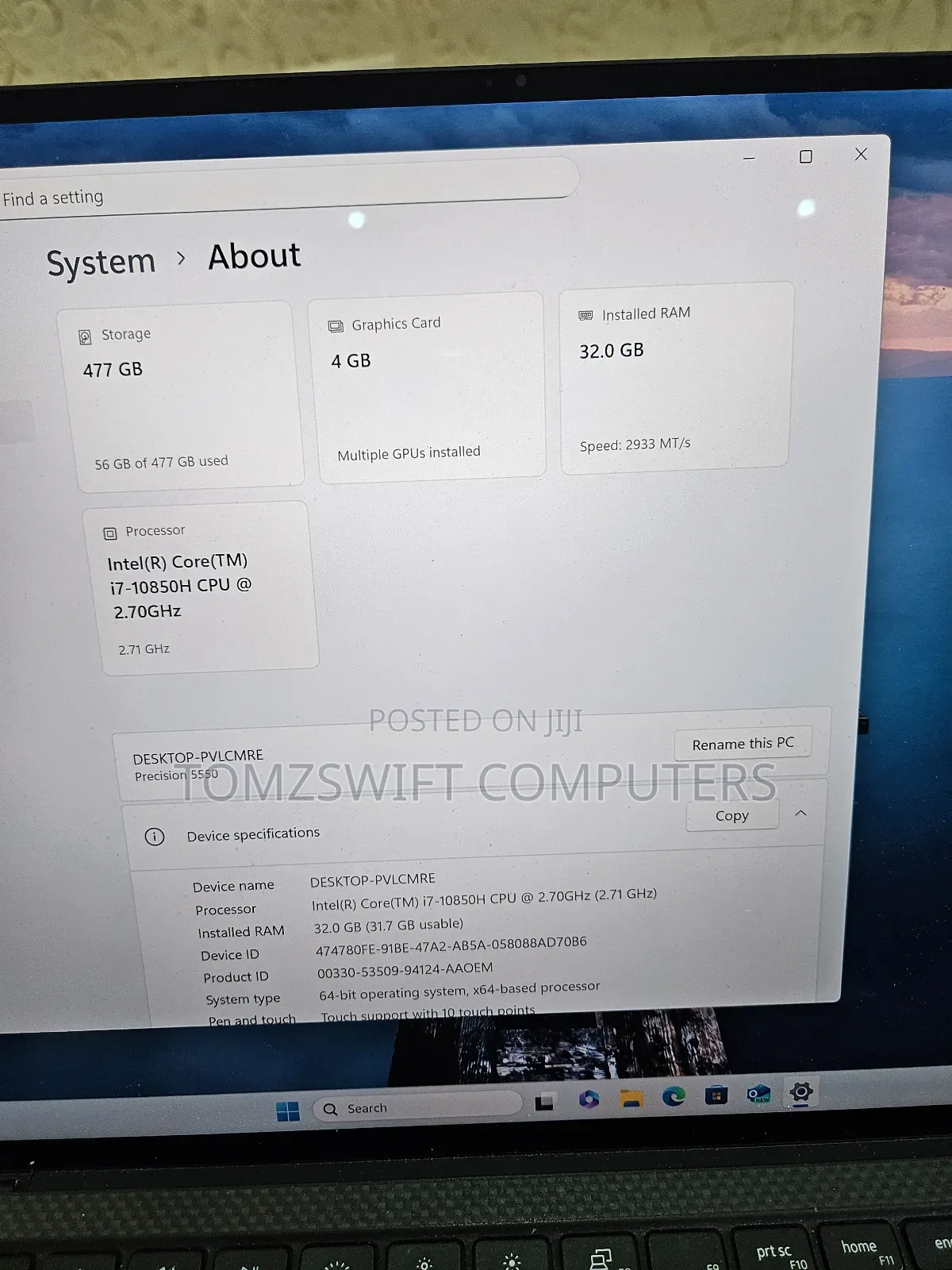 Laptop Dell Precision 5550 32GB Intel Core i7 SSD 512GB