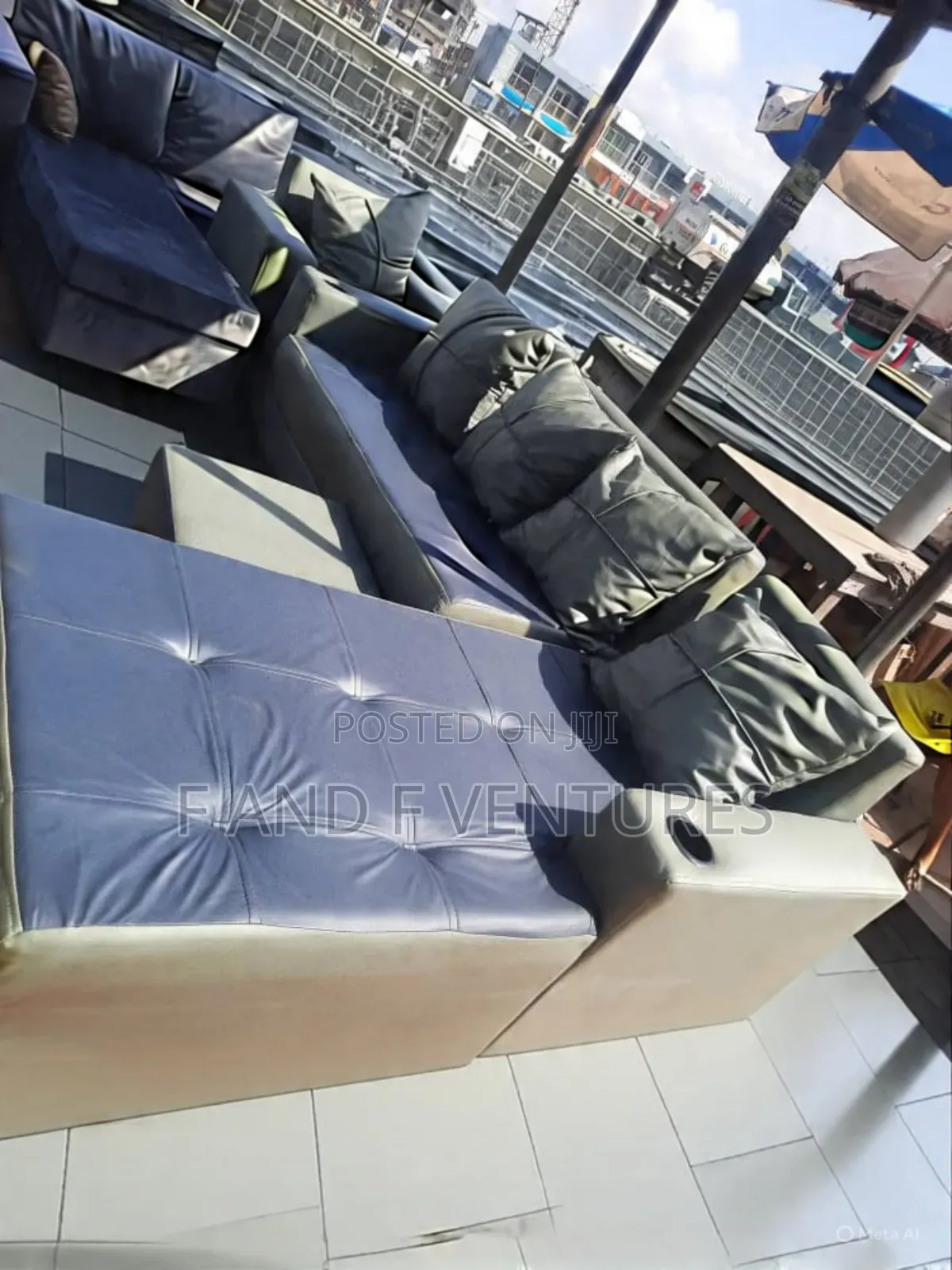 L-Shaped Leather Sectional With Ottoman