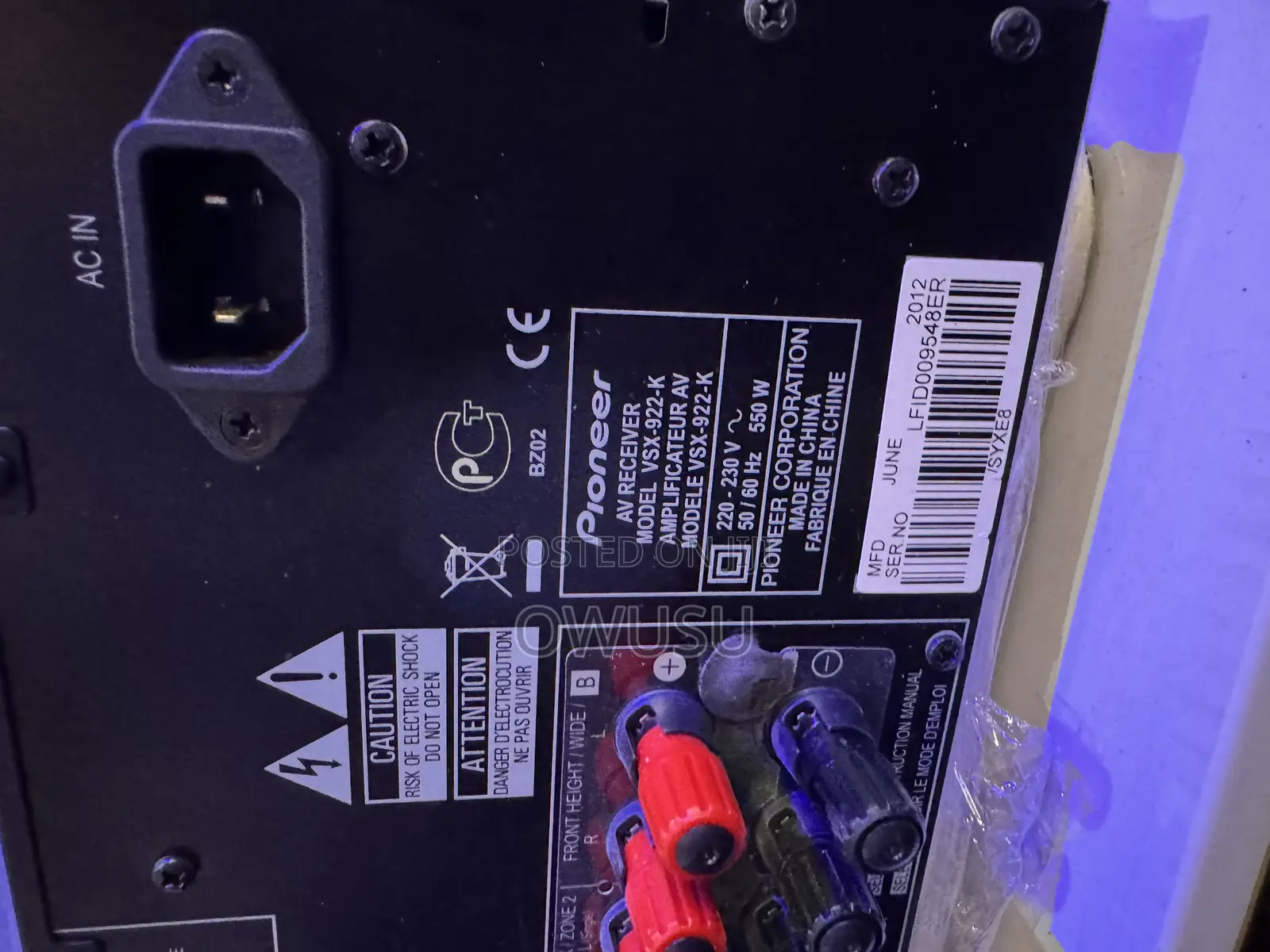 Pioneer VSX 922 7.2 Amplifier 550watts