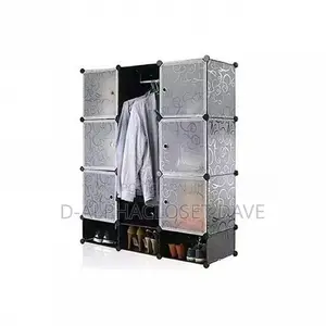 9 Cubes Plastic Wardrobe - Black